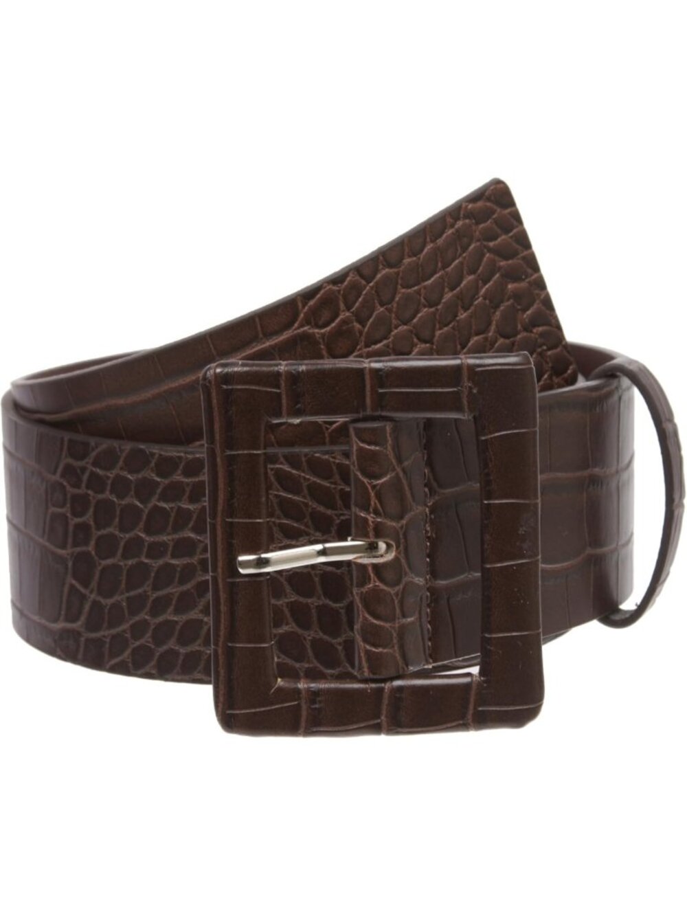 Stylish High Waist Faux Crocodile Print Patent Leather Belt - 2.25” Wide